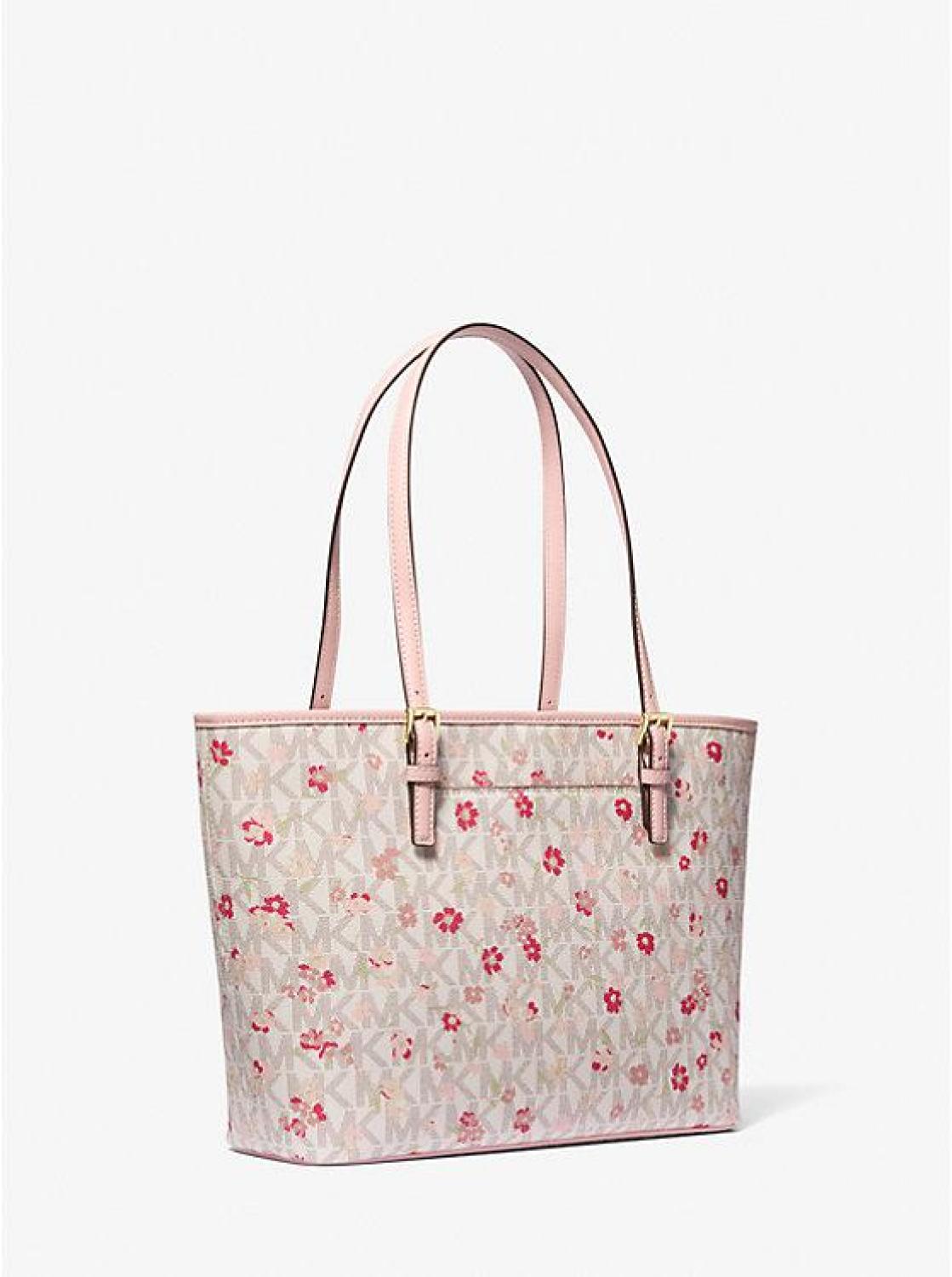 Jet Set Charm Medium Floral Print Logo Tote Bag