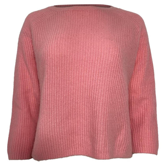 Weekend Knitted Crewneck Sweater in Pink Wool