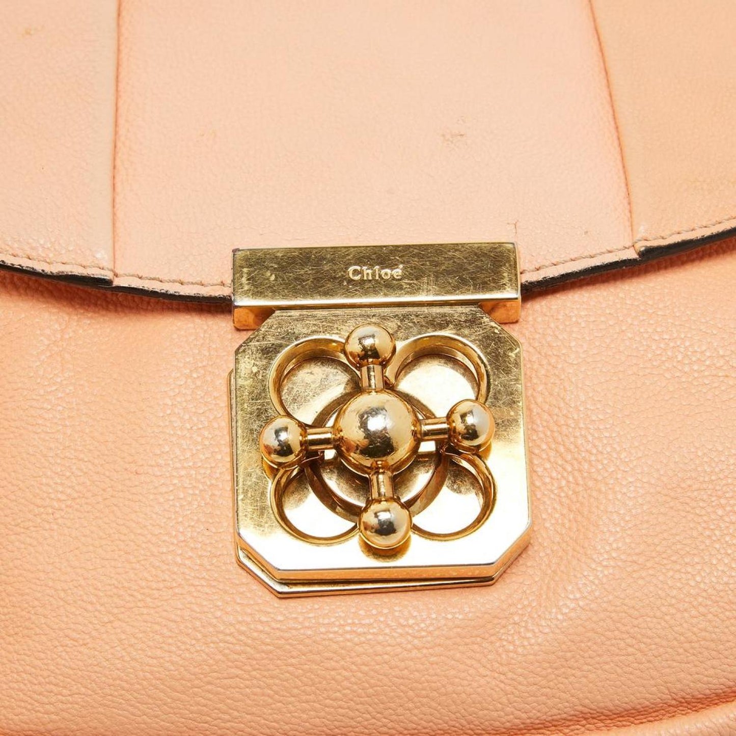 Chloe Peach Leather Elise Neo Folk Shoulder Bag