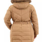 Plus Size Belted Faux-Fur-Trim Hooded Puffer Coat