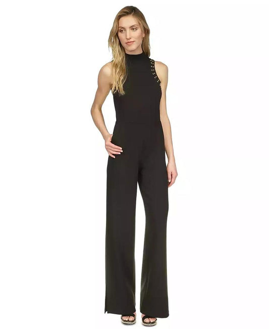 Women's Astor Studded Sleeveless Mock-Neck Jumpsuit