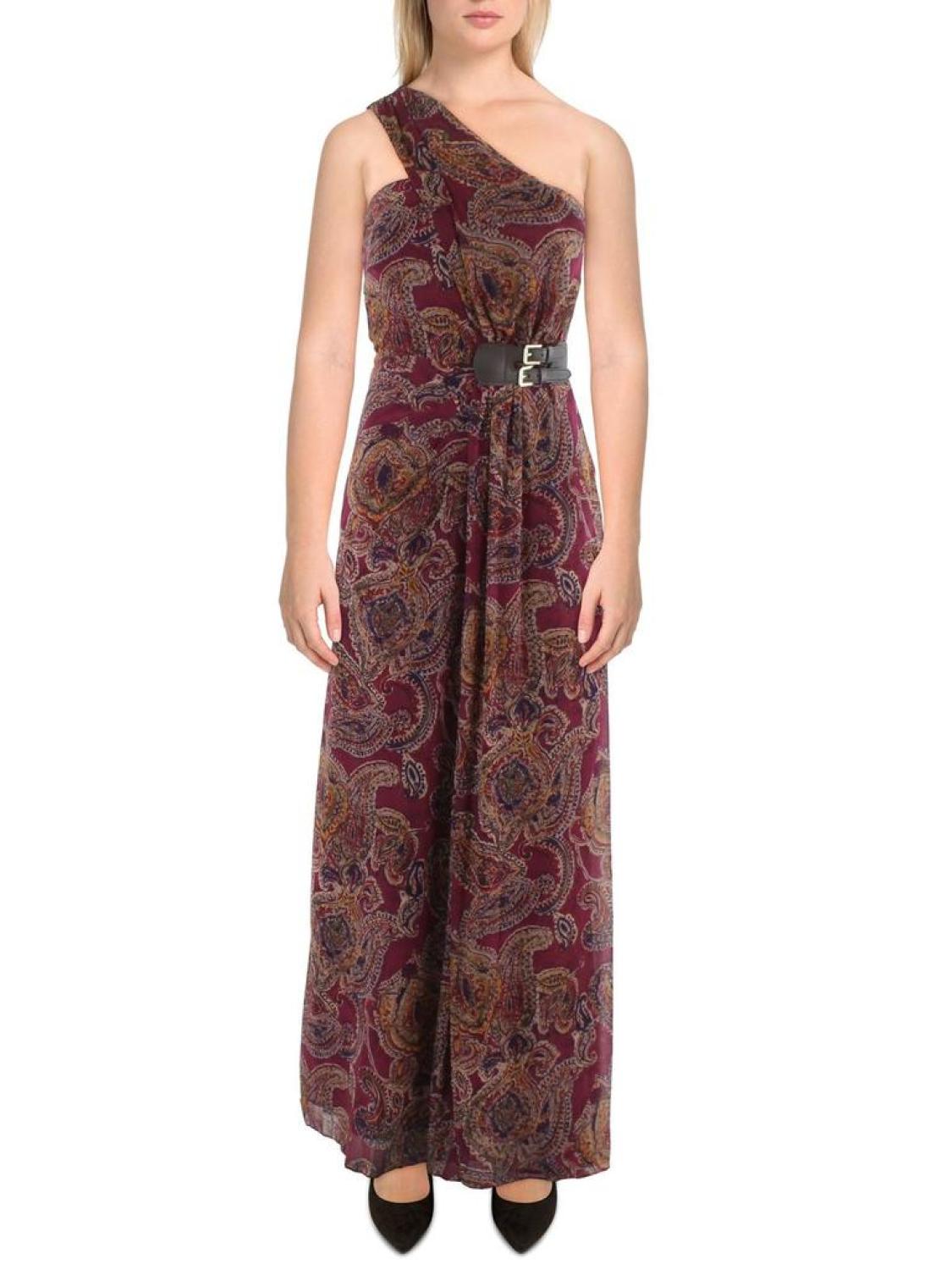 Womens Chiffon Paisley Evening Dress