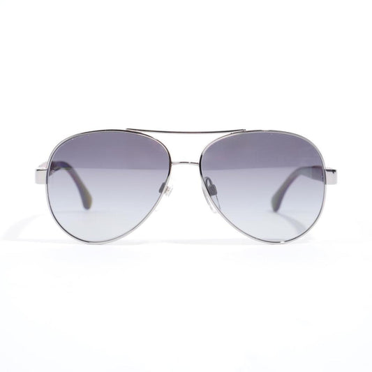 Chanel Polarised Lens Aviator Sunglasses Silver / Maroon Acetate 135