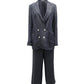 Max Mara Striped Double-Breasted Suit Set in Dark Grey Linen