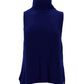 Weekend Ribbed Sleeveless Turtleneck Top in Navy Blue Wool