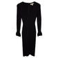 Michael Kors Ribbed Ruffle-Cuff Dress in Black Viscose