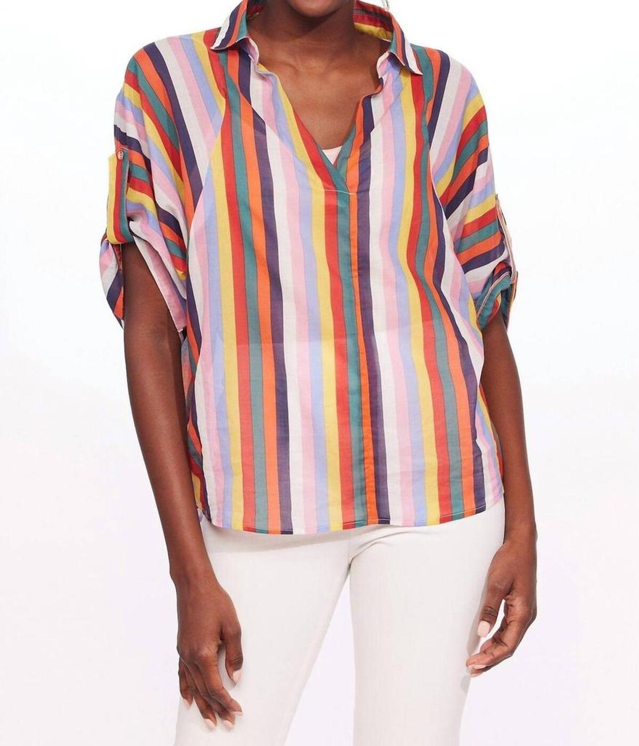 Teale Top In Fiesta Stripes