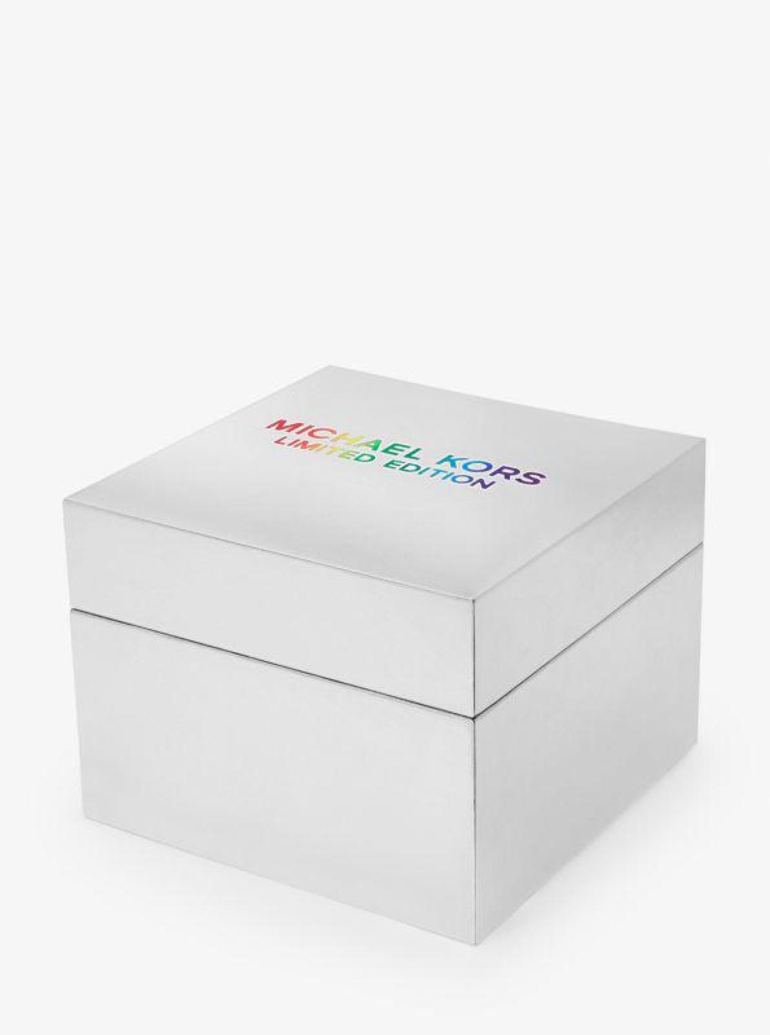 PRIDE Limited-Edition Oversized Raquel Rainbow Pavé Silver-Tone Watch