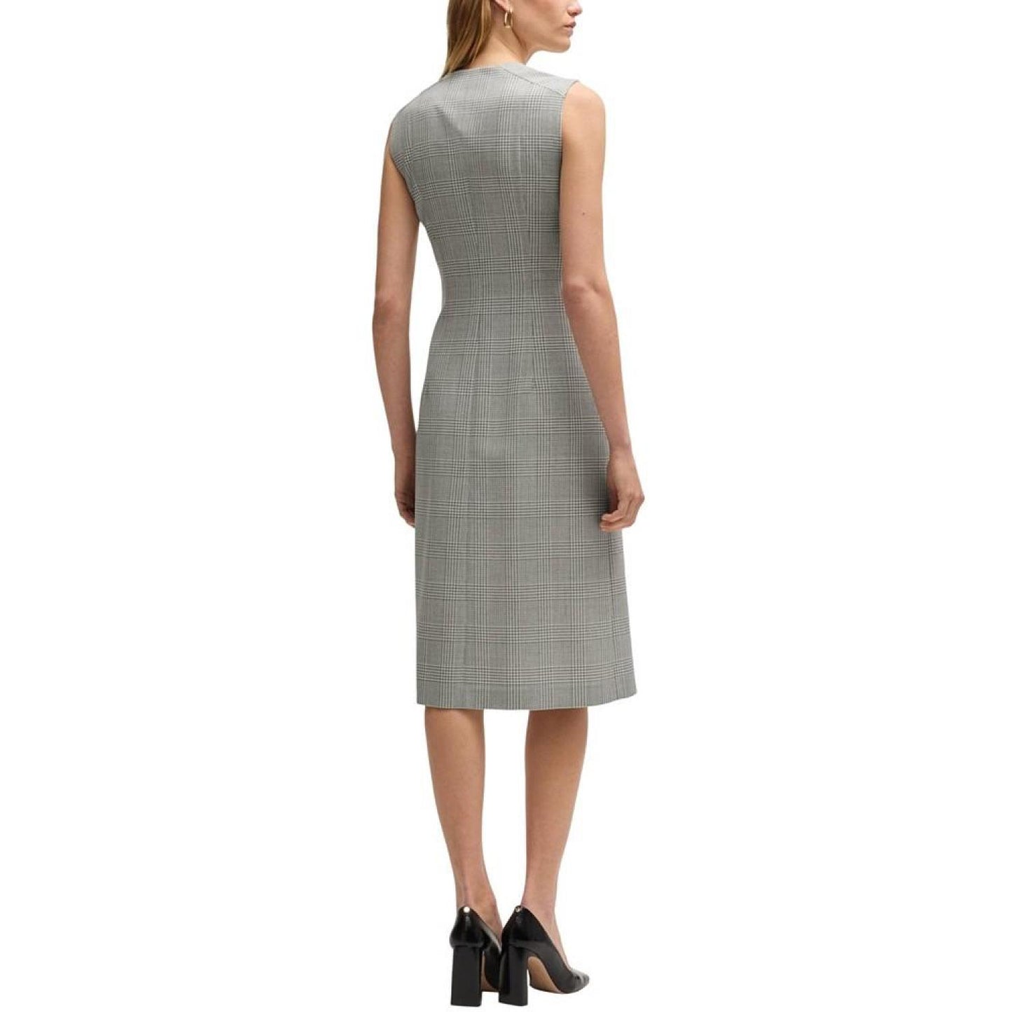 Women's Checked Crepe Wrap-Front Dress