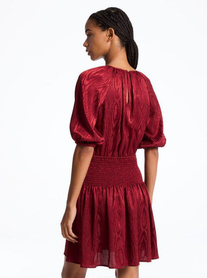 Smocked Moiré Jacquard Mini Dress