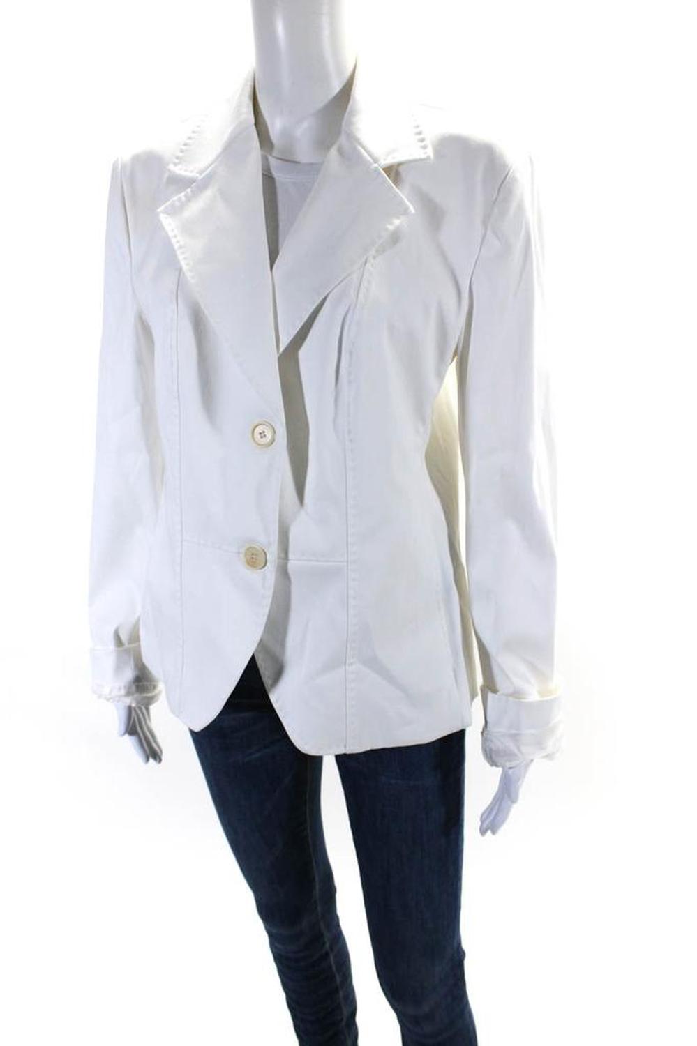 Max Mara Womens Two Button Collared Long Sleeved Blazer Jacket White