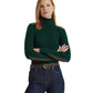 Petite Faux Leather Trim Ribbed Turtleneck