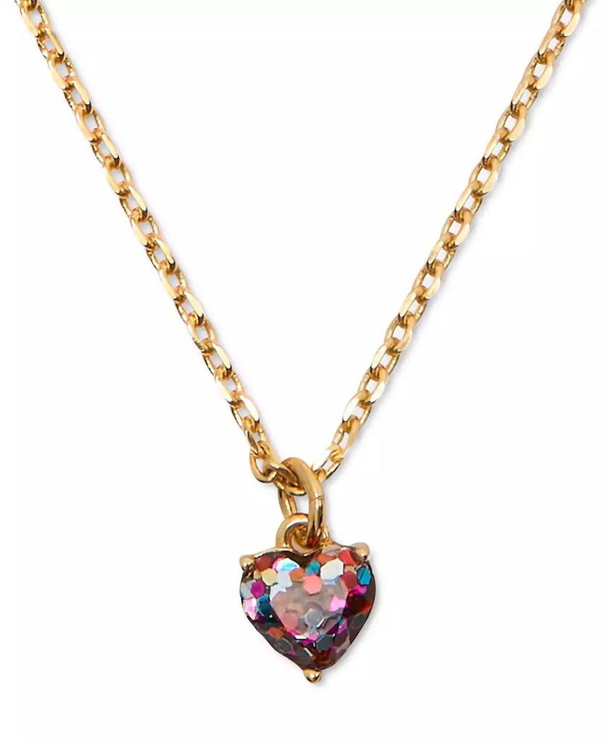 Gold-Tone Stone Heart Pendant Necklace, 16" + 3" extender