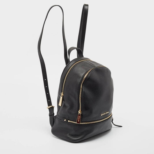 Michael Kors Black Leather Medium Rhea Backpack