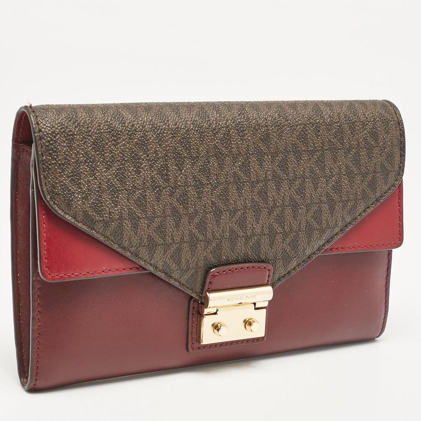 Burgundy Coated Canvas Leather Clutch