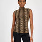 MICHAEL Women's Snake-Print Funnel-Neck Top