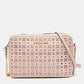 Light Pink Leather Lasercut East West Crossbody Bag