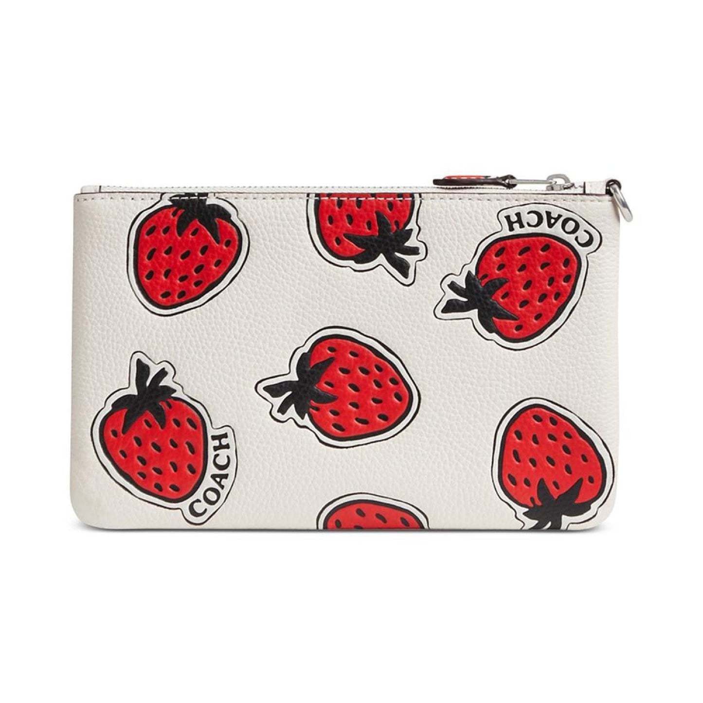 Small Strawberry-Print Leather Wristlet