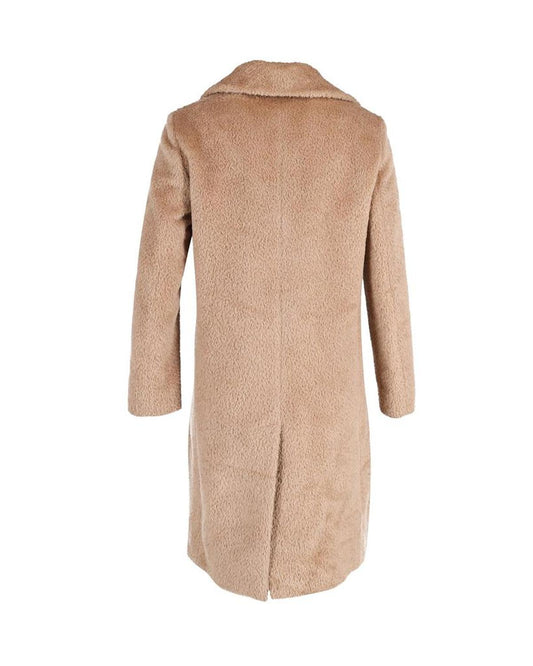 Max Mara Studio Karim Double Breasted Coat in Beige Alpaca Wool