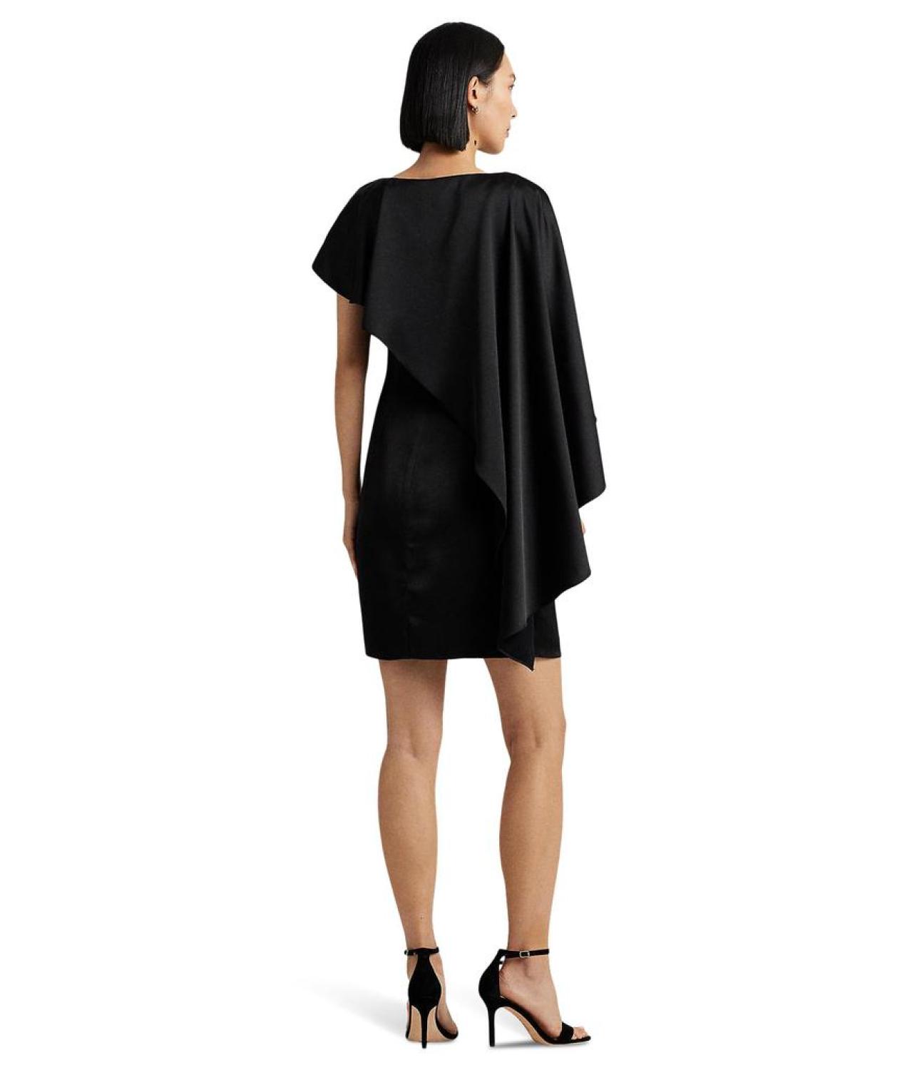 Satin Cape Cocktail Dress