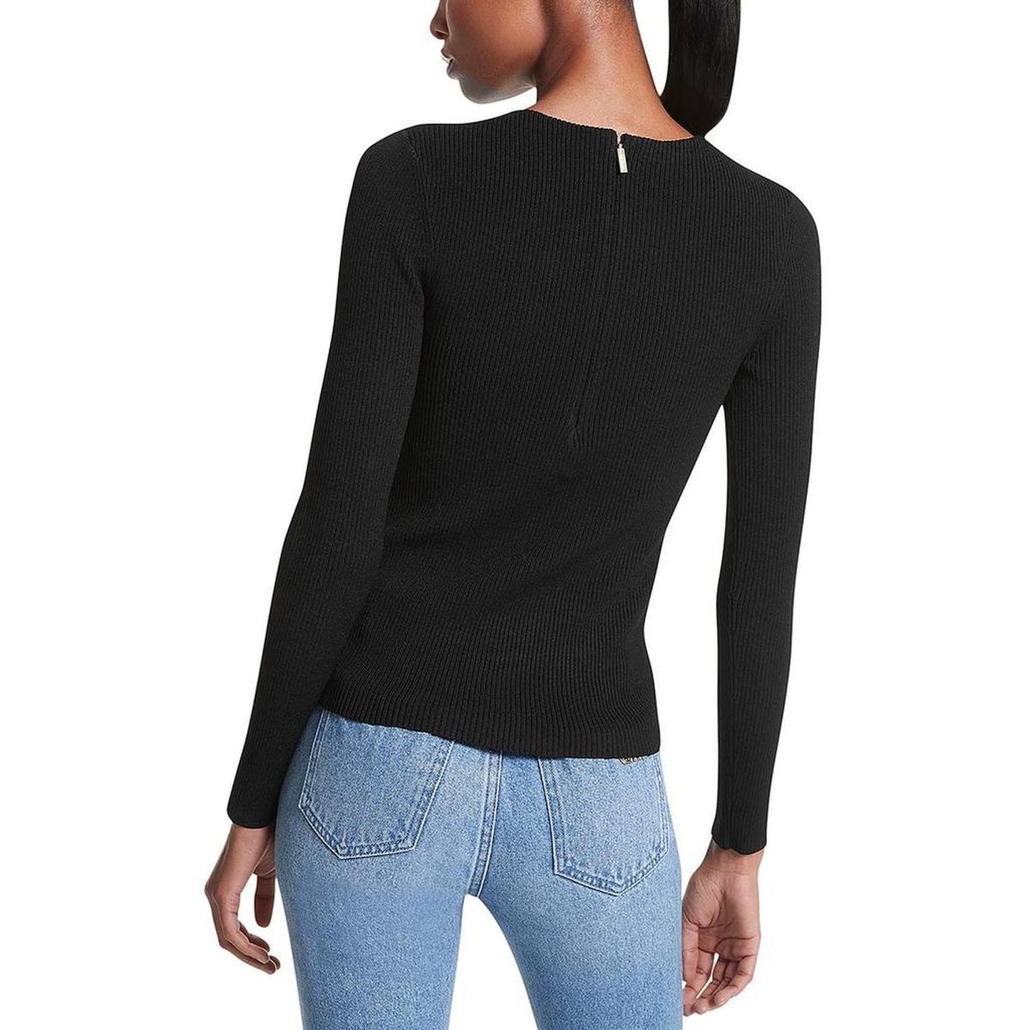 Womens Cutout Zipper Pullover Sweater