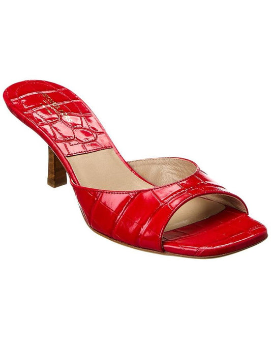 Michael Kors Collection Anita Runway Croc-Embossed Leather Sandal