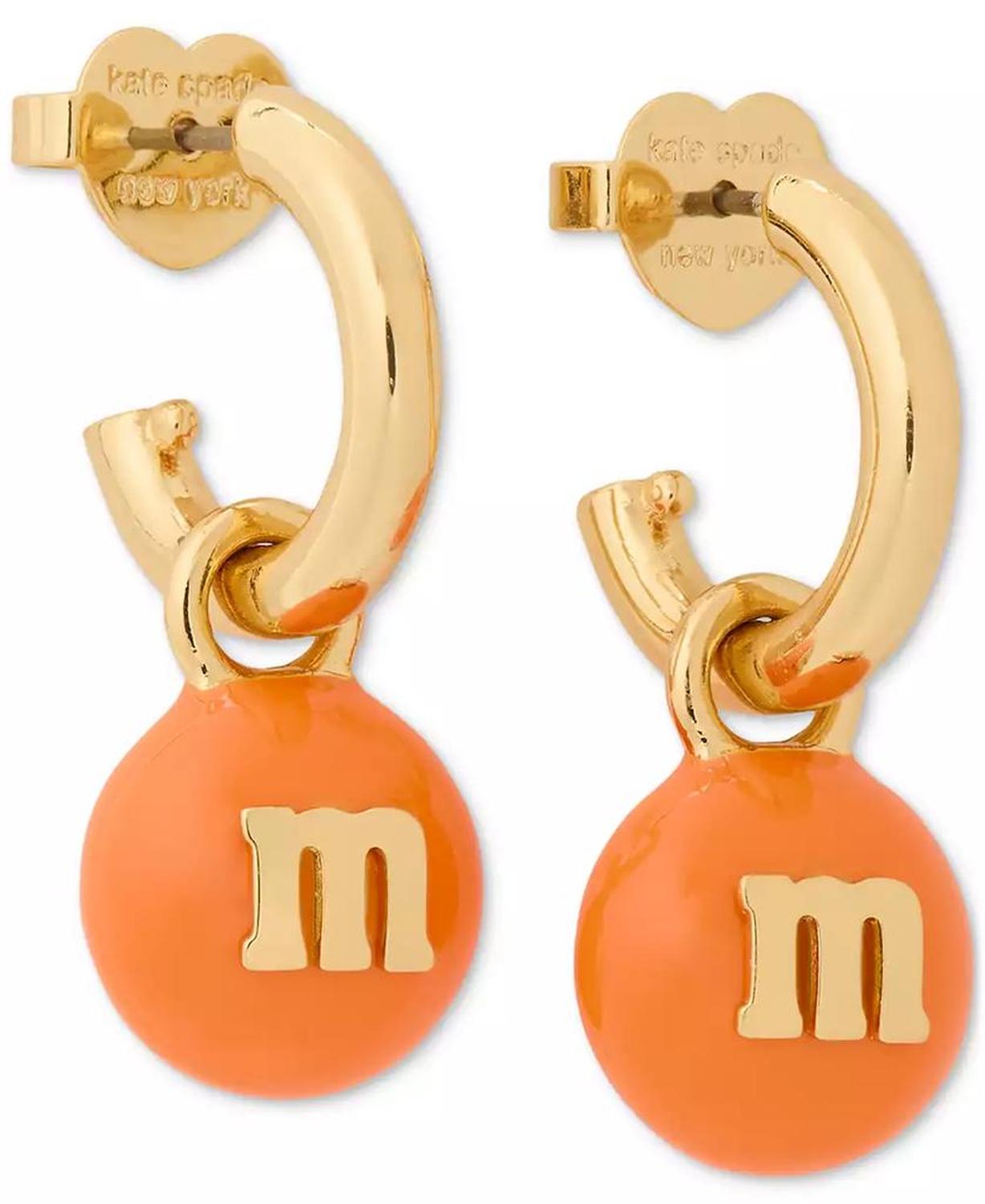 M&M X Gold-Tone M&M Charm Huggie Hoop Earrings