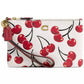 Small Cherry Print Leather Wristlet