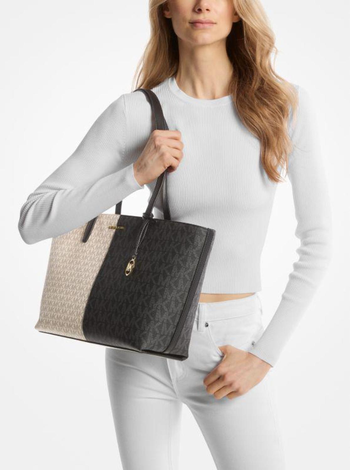 Jet Set Medium Two-Tone Logo Tote Bag