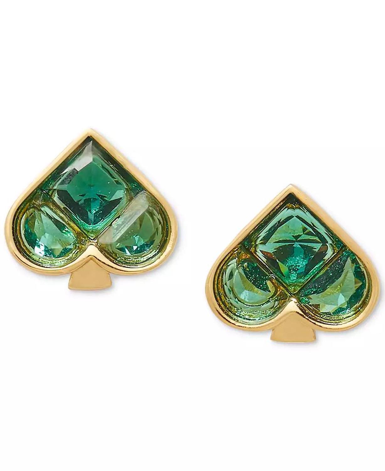 Colored Cubic Zirconia Spade Stud Earrings