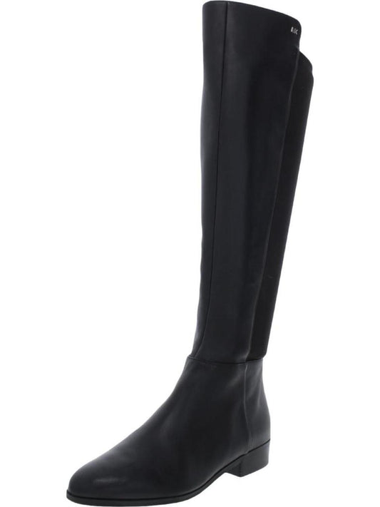 Womens Leather Almond Toe Mid-Calf Boots