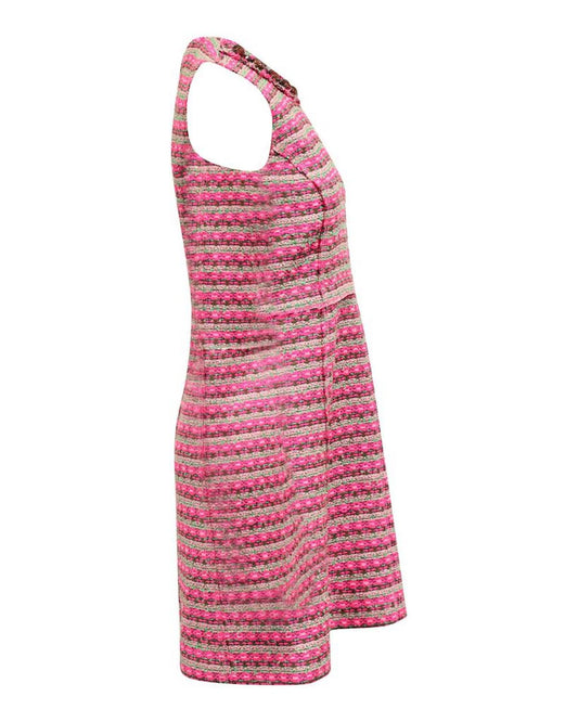 Marc Jacobs Striped Sleeveless Shift Dress in Pink Acrylic