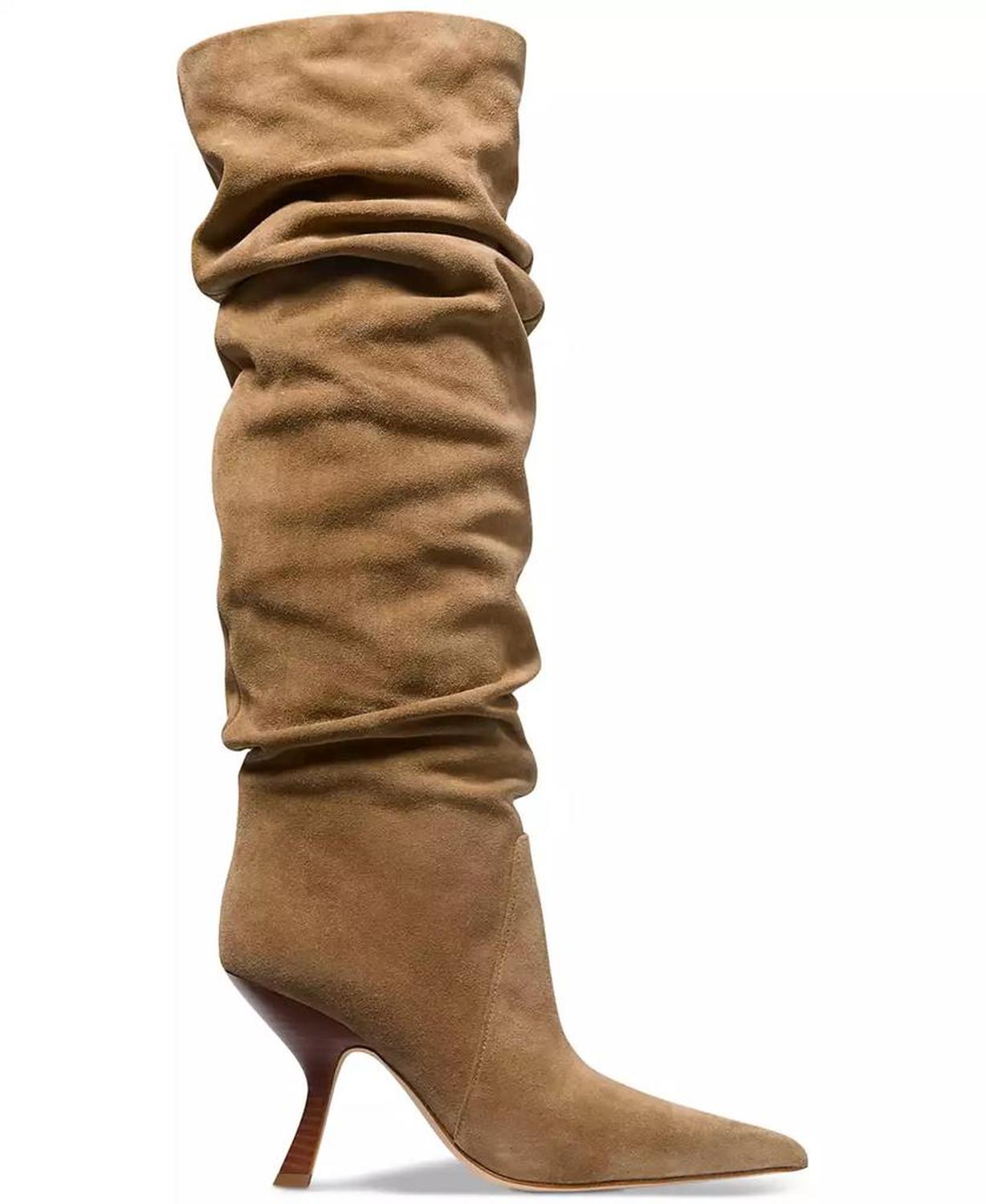 Women's Luna Suede Slouchy Stacked Knee High Heel Boots