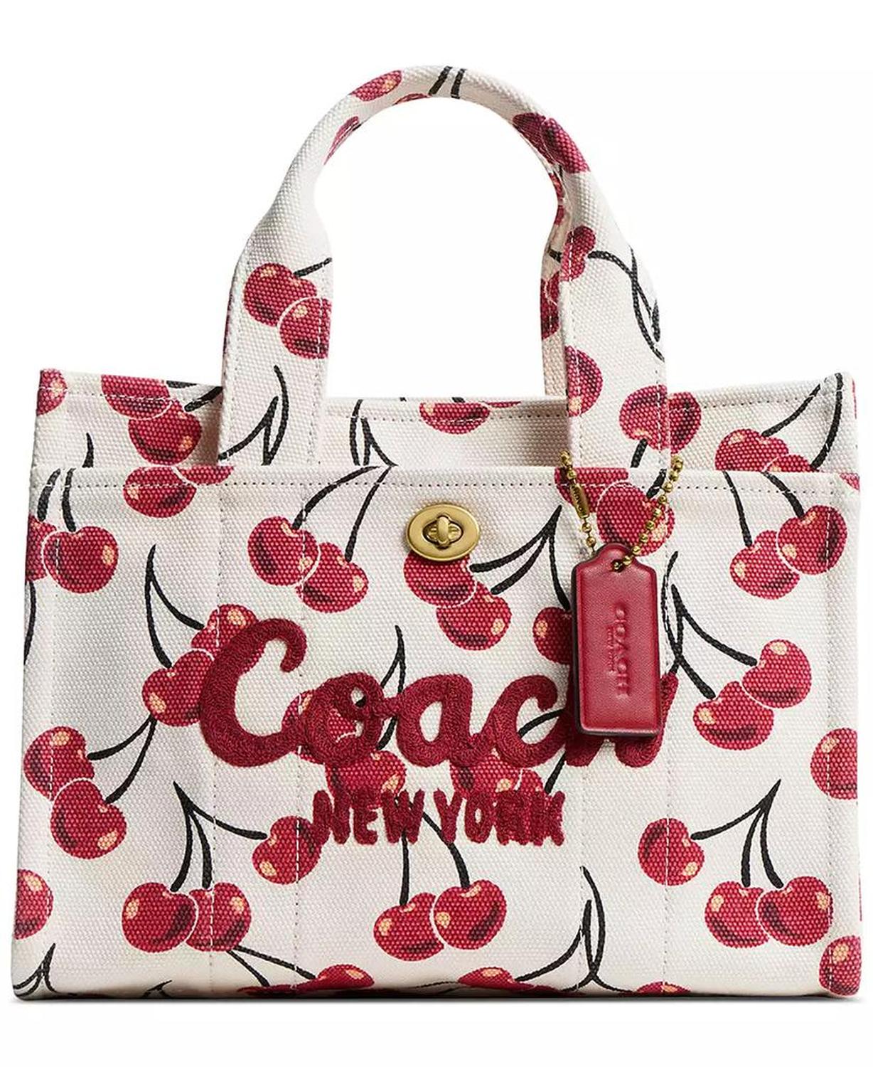 Cherry-Print Canvas 26 Cargo Tote