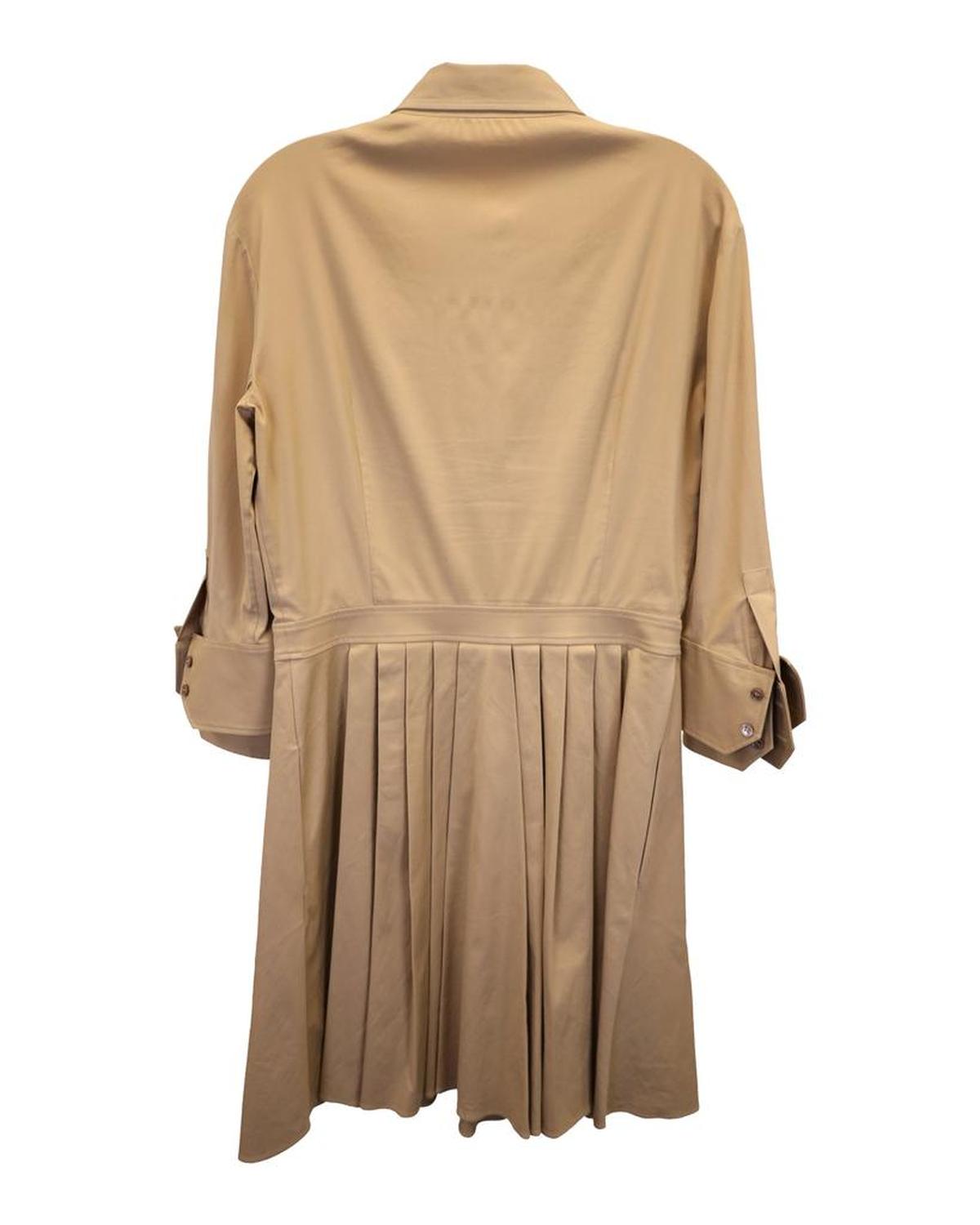 Michael Kors Pleated Shirt Dress in Beige Cotton