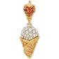 Gold-Tone Mixed Color Stone Strawberry & Ice Cream Drop Earrings