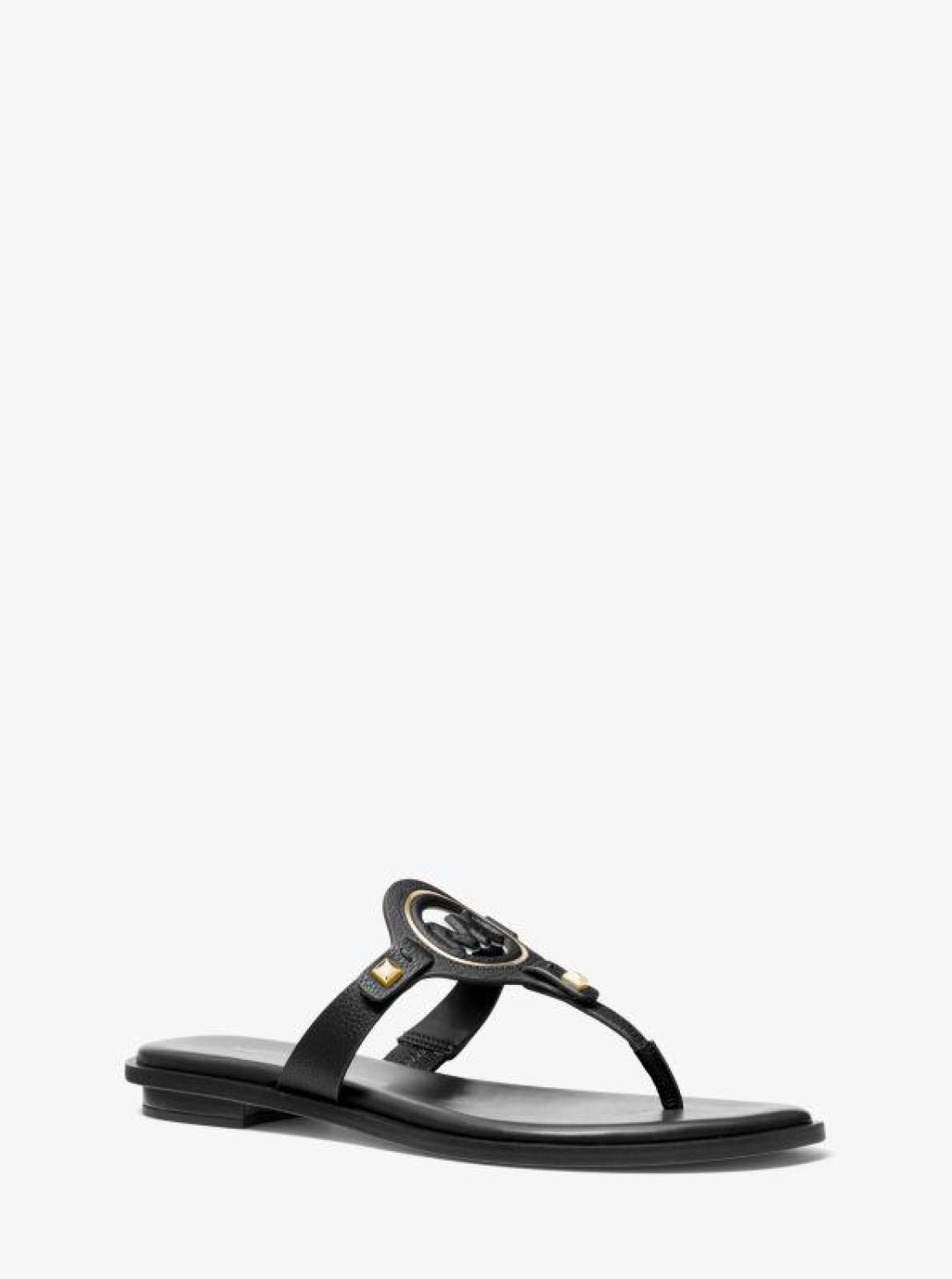 Aubrey Cutout Leather T-Strap Sandal