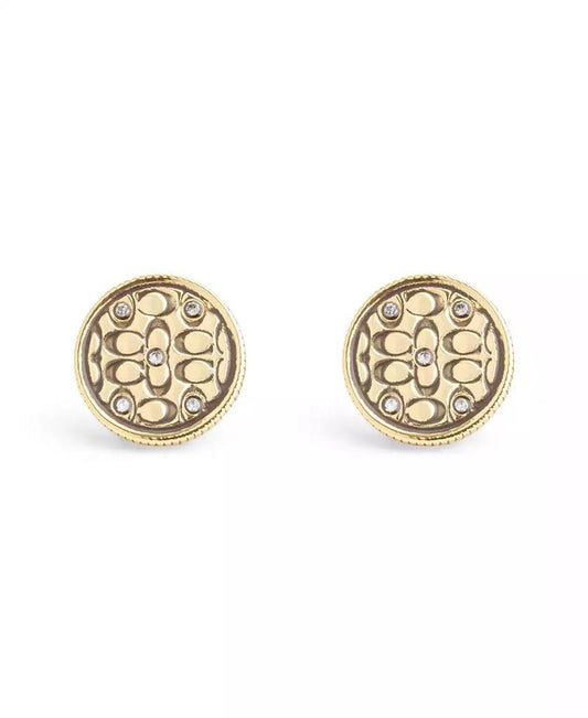 Faux Stone Signature Quilted Coin Stud Earrings