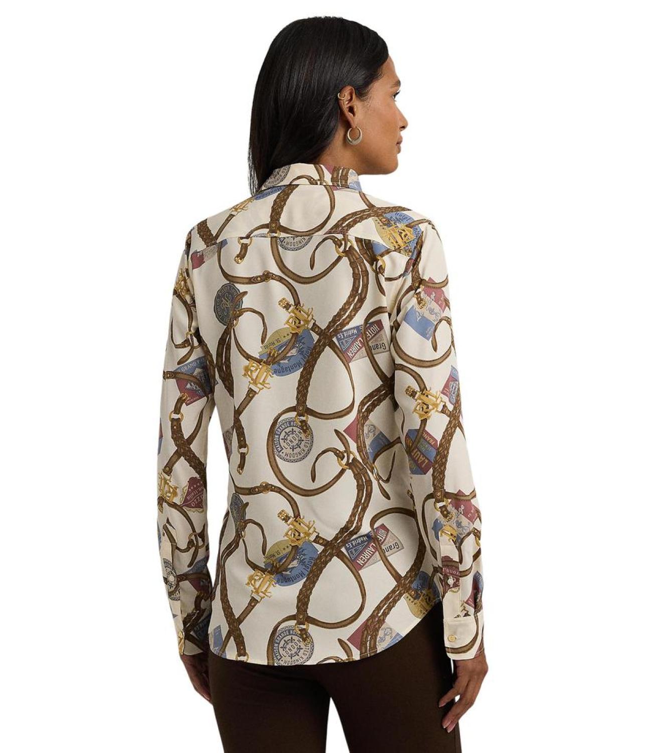 Classic Fit Belting-Print Crepe Shirt