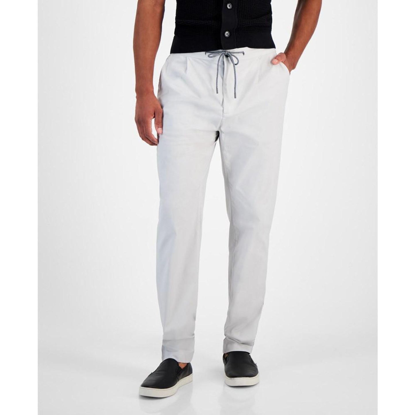 Men's Pleated Elastic Waistband Pants