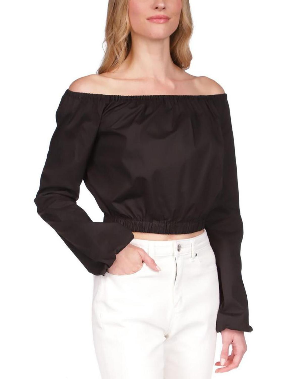 Womens Bishop Sleeve Elastic Neckline Off The Shoulder