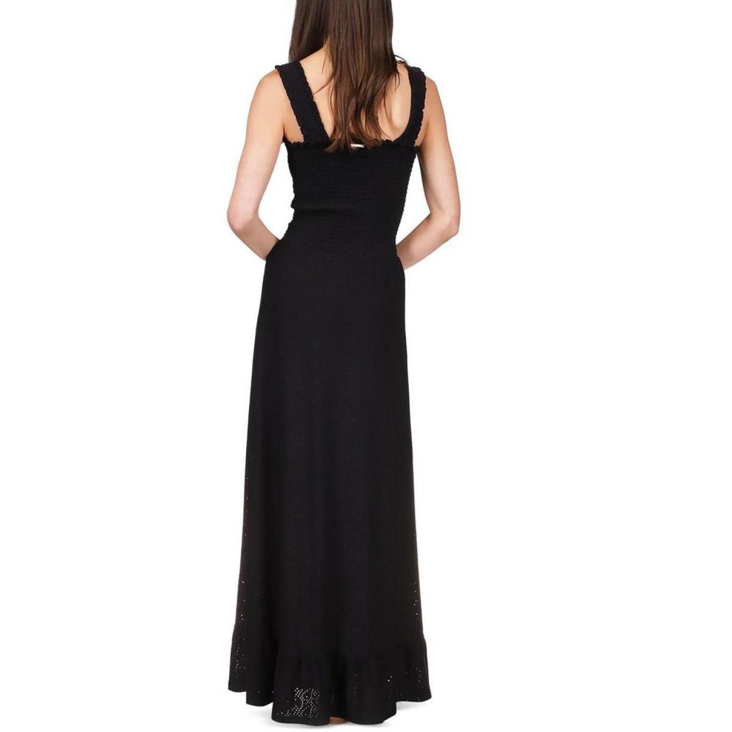 Womens Eyelet Smocked Maxi Dress