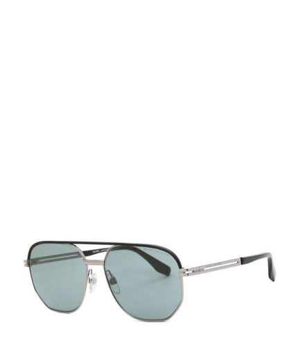 Men's Metal Aviator Sunglasses In Ruthenium Black / Green