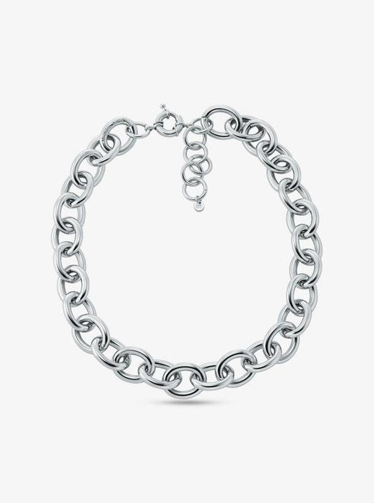 Large Precious Metal-Plated Brass Chain Link Necklace