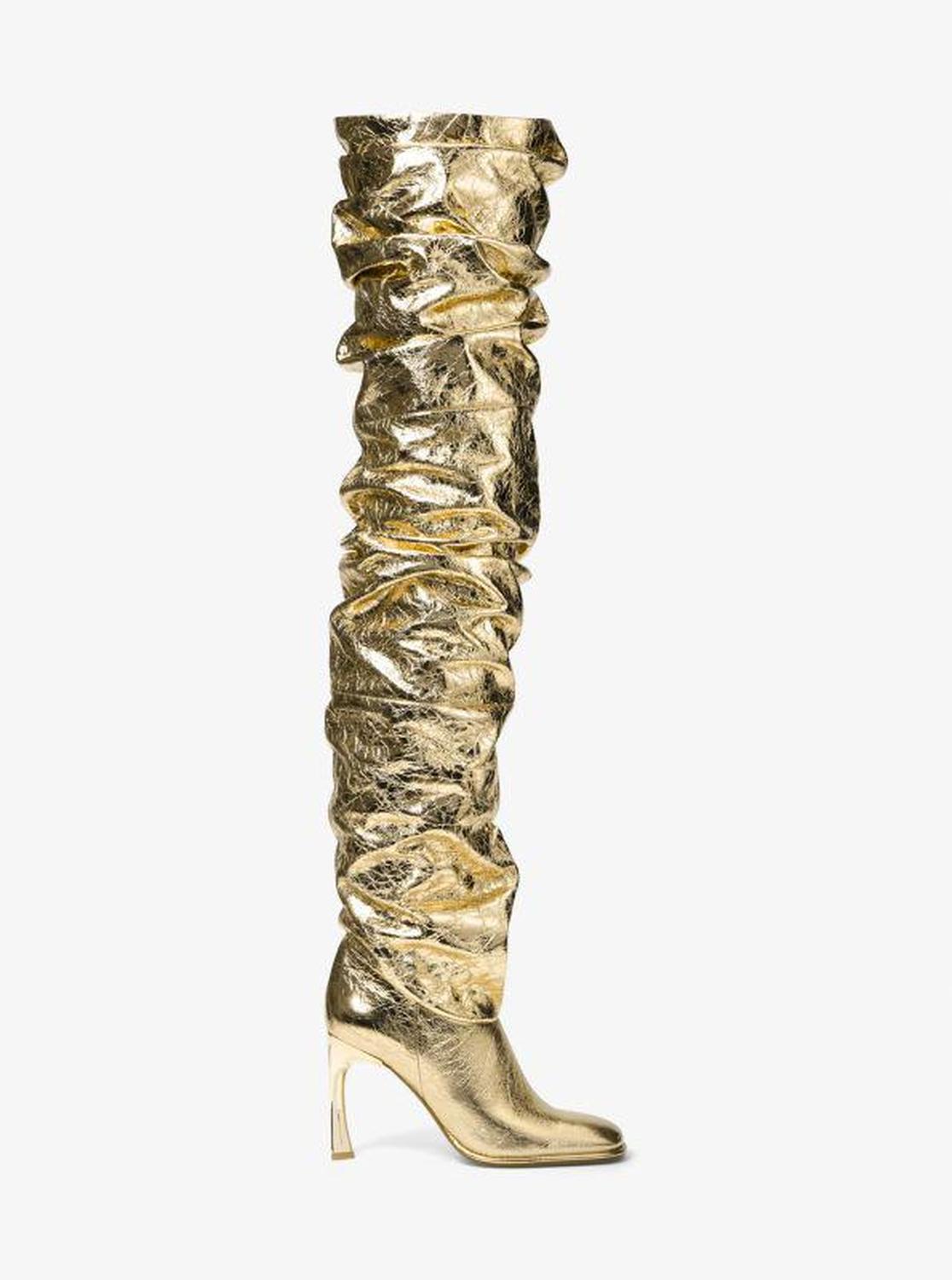 Kelsea Crackled Metallic Leather Slouchy Boot