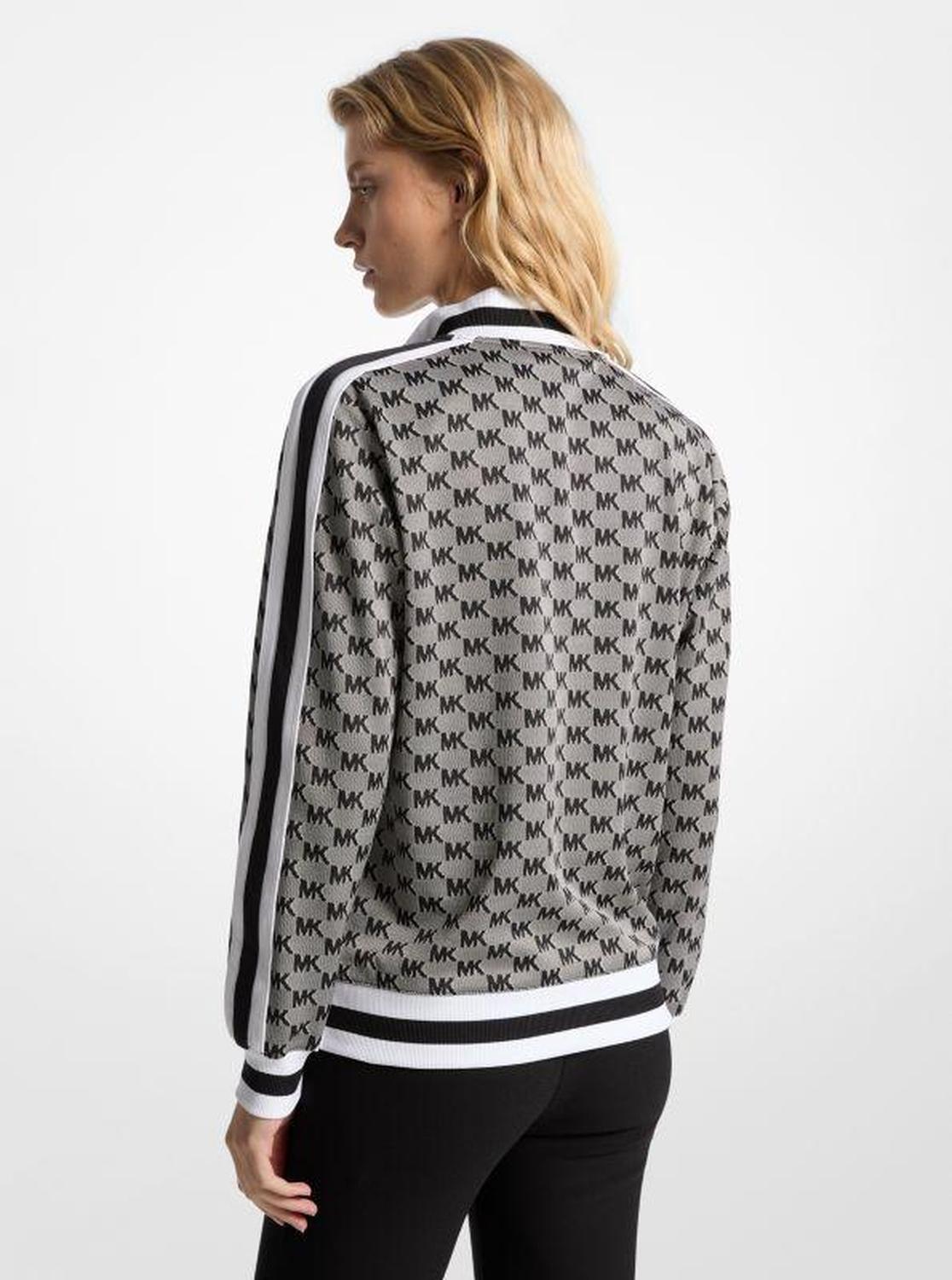 Logo Jacquard Knit Side-Snap Quarter-Zip Sweatshirt