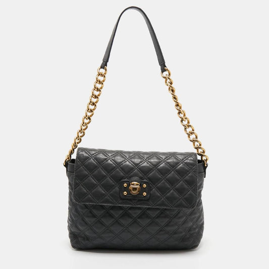 Marc Jacobs Dark Quilted Leather Flap Shoulder Bag