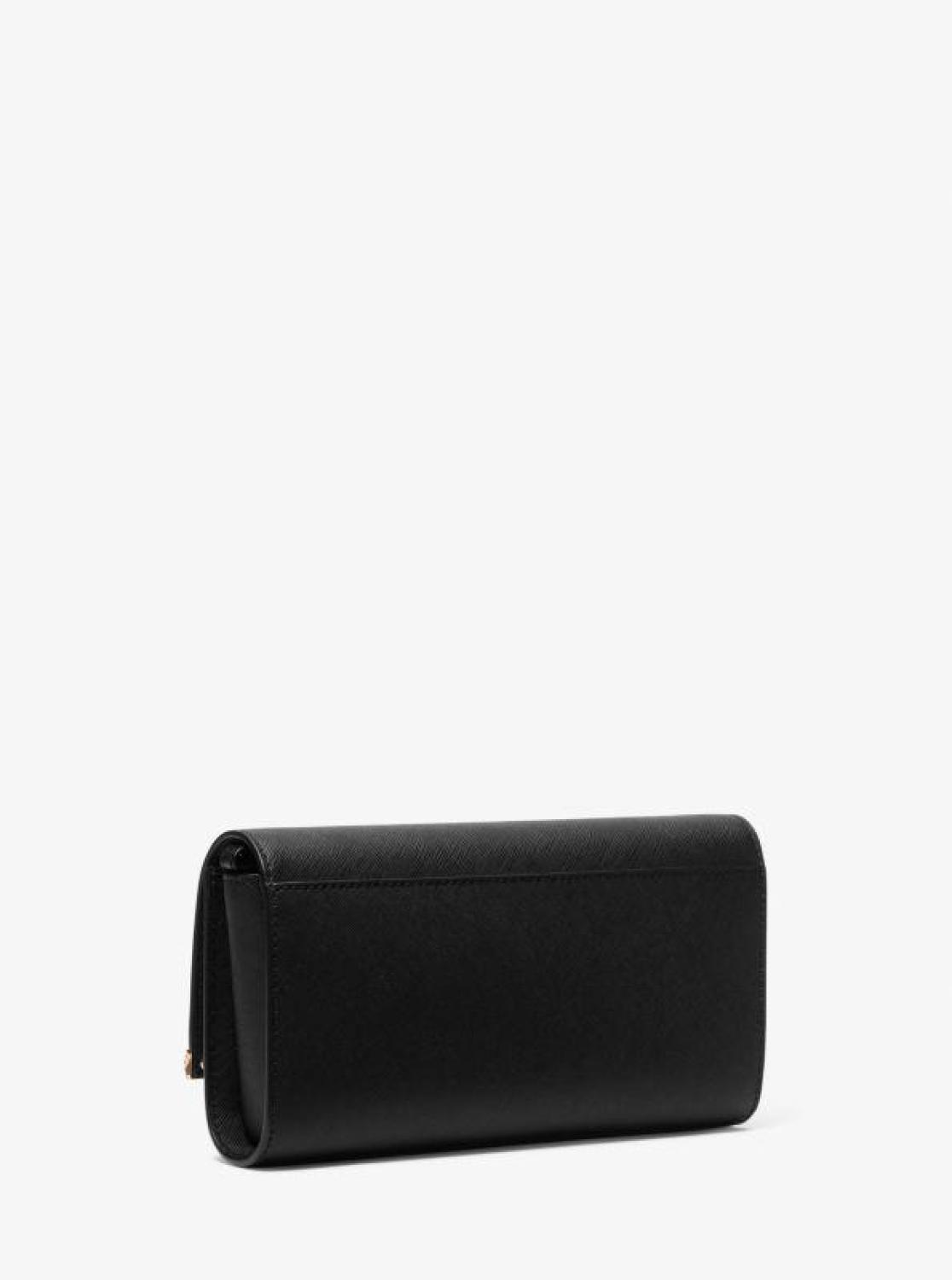 Mona Large Saffiano Leather Clutch