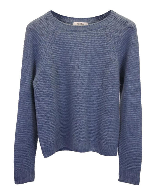 Max Mara Ciad Knit Sweater in Blue Cashmere and Silk