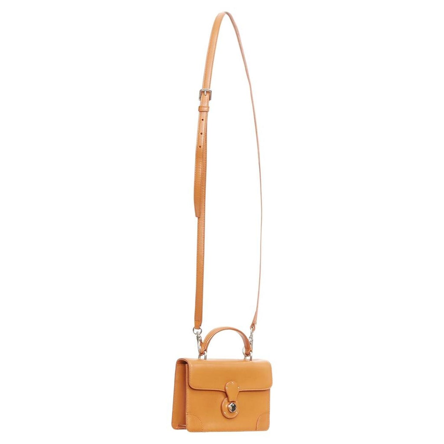 Ricky tan leather hardware top handle crossbody satchel bag